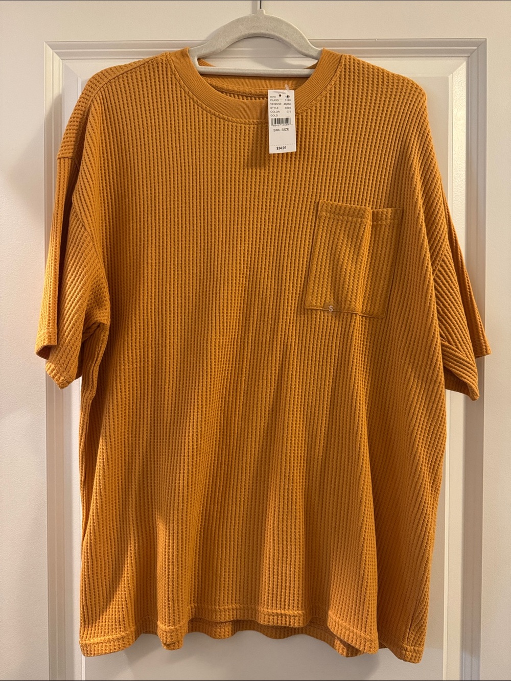 PacSun Men's Waffle-Knit Short-Sleeve Tee in Mustard